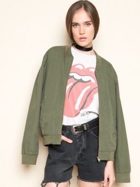 Brandy💗Melville Green Bomber Jacket • Cotton • One Size